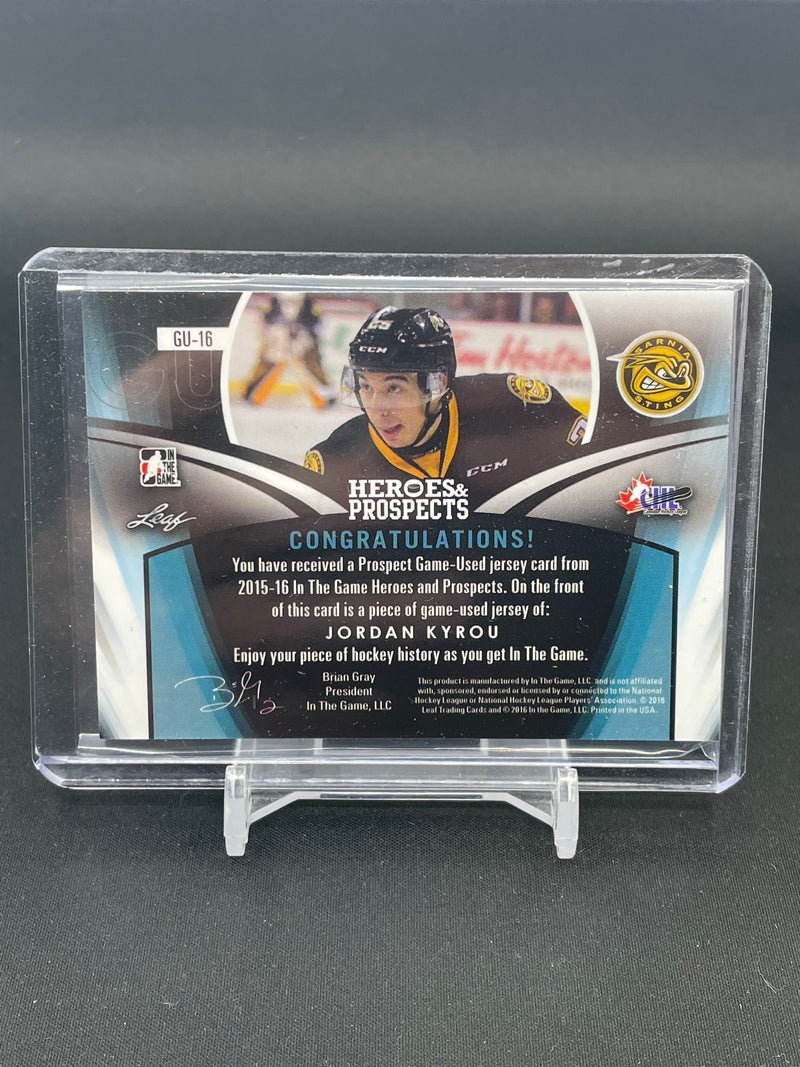 2015 LEAF IN THE GAME HEROES & PROSPECTS - J. KYROU - #GU-16 - #'D/45 - RELIC