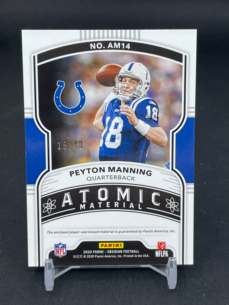 2020 PANINI OBSIDIAN - ATOMIC MATERIAL - P. MANNING - #AM14 - #'D/40 - RELIC