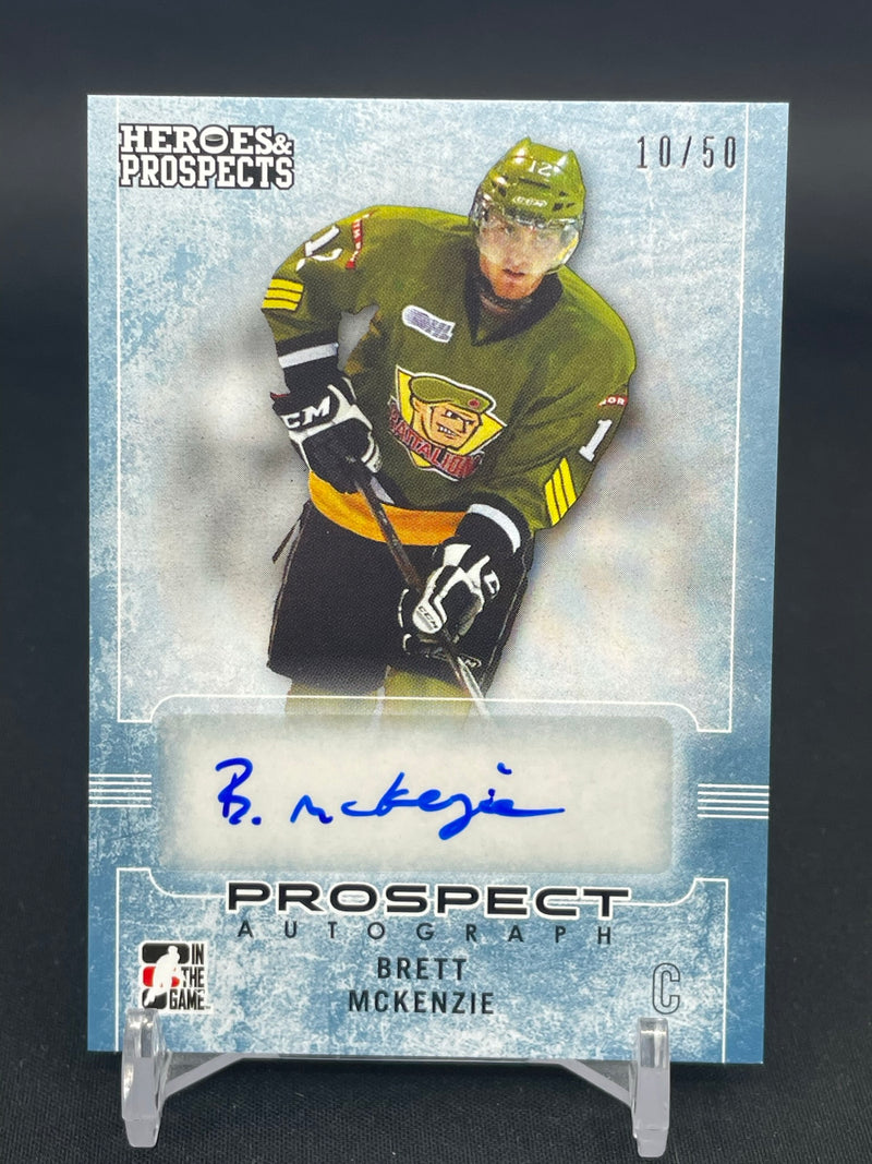 2014 LEAF IN THE GAME HEROES & PROSPECTS - B. MCKENZIE - #12 - #'D/50 - AUTOGRAPH