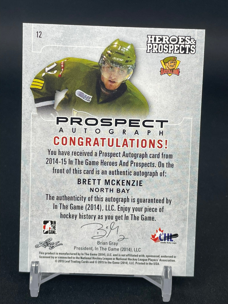 2014 LEAF IN THE GAME HEROES & PROSPECTS - B. MCKENZIE - #12 - #'D/50 - AUTOGRAPH