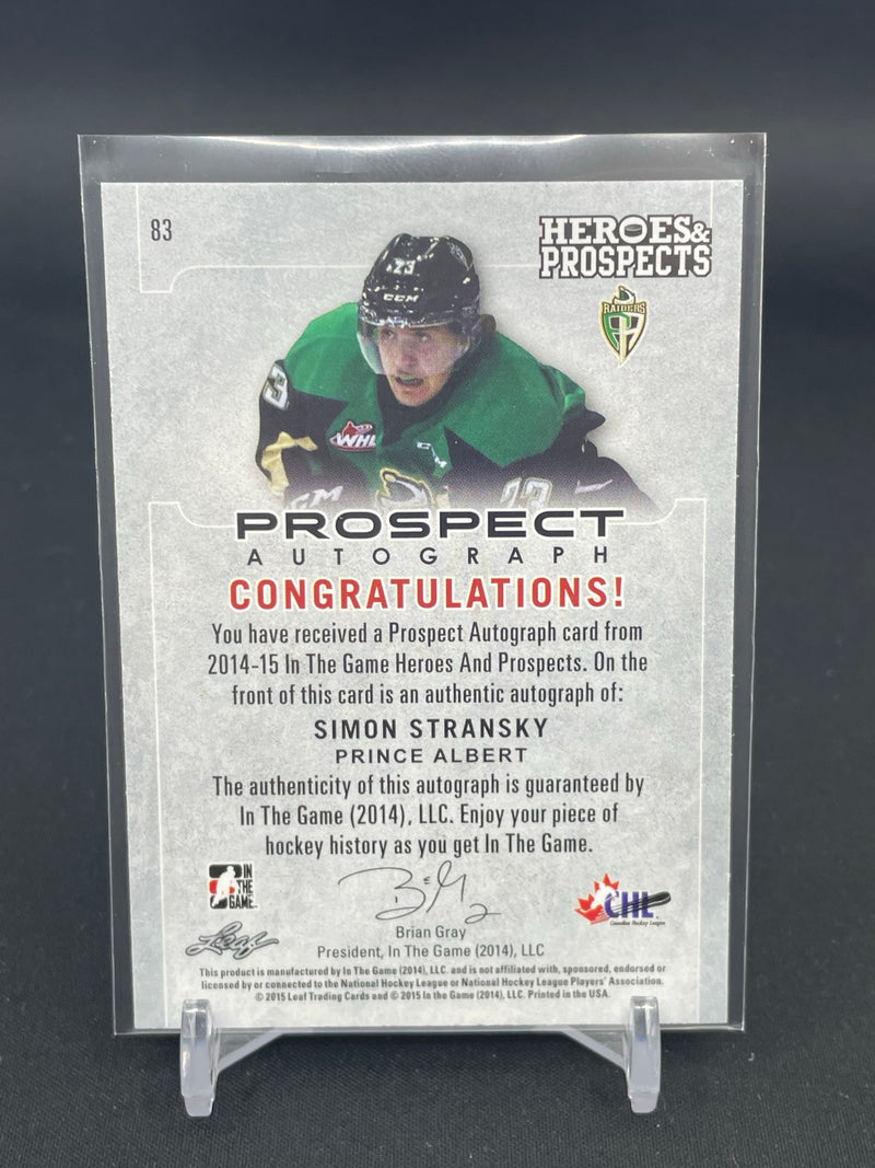2014 LEAF IN THE GAME HEROES & PROSPECTS - S. STRANSKY - #83 - #'D/30 - AUTOGRAPH