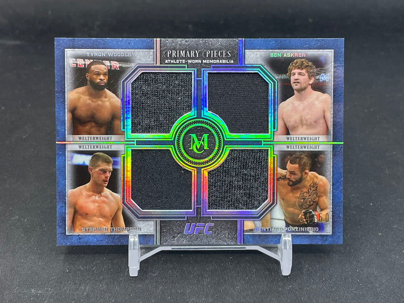 2019 TOPPS UFC MUSEUM COLLECTION - PRIMARY PIECES - T. WOODLEY/ B. ASKREN / S. THOMPSON / S. PONZINIGGIO - #FQPR-WATP - #'D/50 - QUAD RELIC