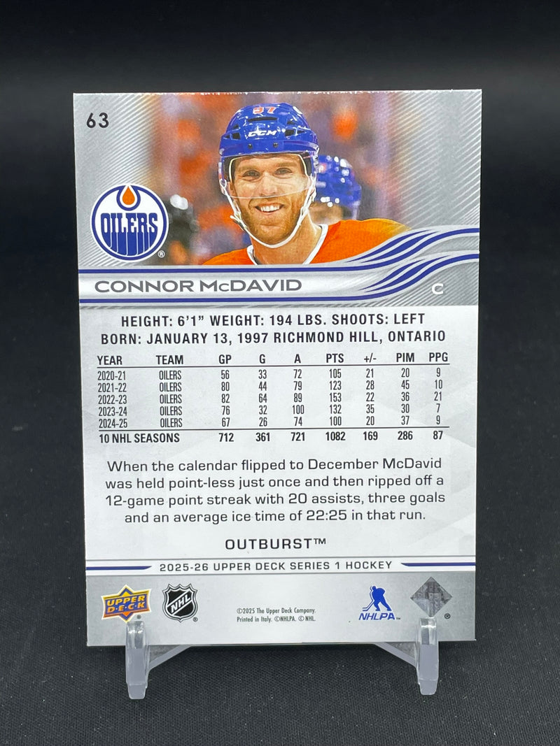 2025 UPPER DECK SERIES ONE - OUTBURST - C. MCDAVID -