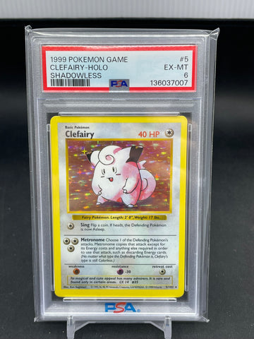 POKEMON - SHADOWLESS BASE SET - CLEFAIRY - HOLO - #5 - PSA 6