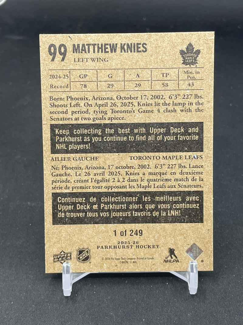 2025 UPPER DECK PARKHURST - RETROS - M. KNIES - #99 - #'D/249