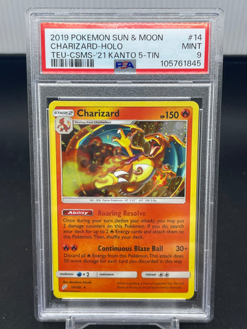 POKEMON - KANTO TIN PROMO - CHARIZARD - COSMOS HOLO - #14 - PSA 9