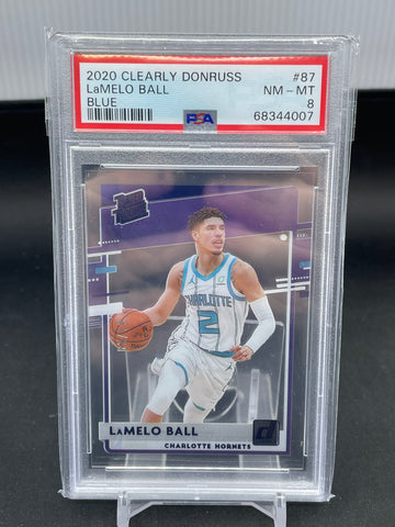 2020 PANINI CLEARLY DONRUSS - BLUE - RATED ROOKIE - L. BALL - #87 - #'D/99 - PSA 8 - RC