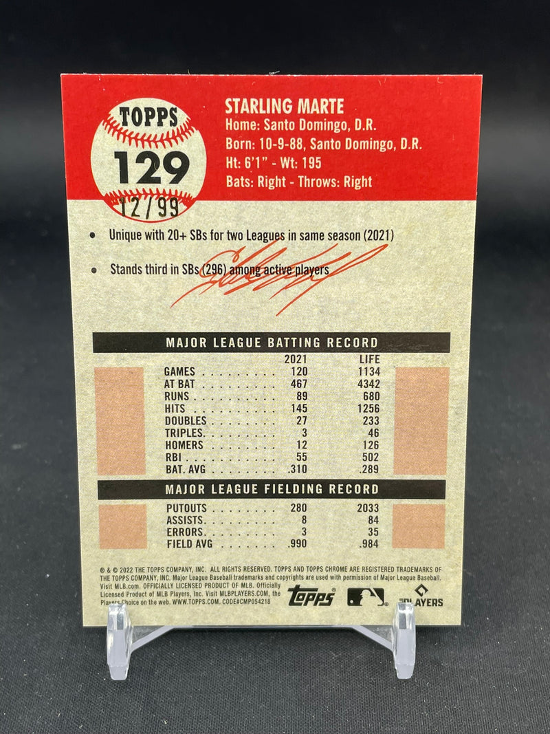 2022 TOPPS CHROME PLATINUM ANNIVERSARY - GREEN WAVE REFRACTOR - S. MARTE - #129 - #'D/99