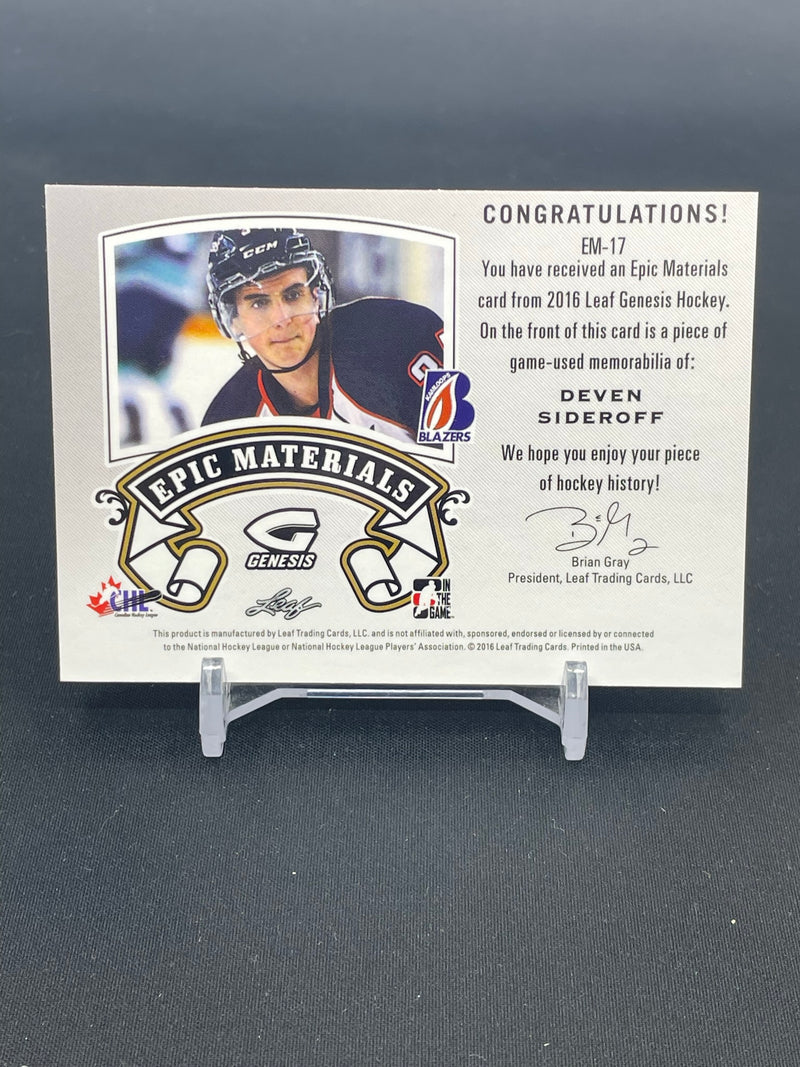 2016 LEAF GENESIS - EPIC MATERIALS - GREEN - D. SIDEROFF - #EM-17 - #'D/25 - JUMBO RELIC