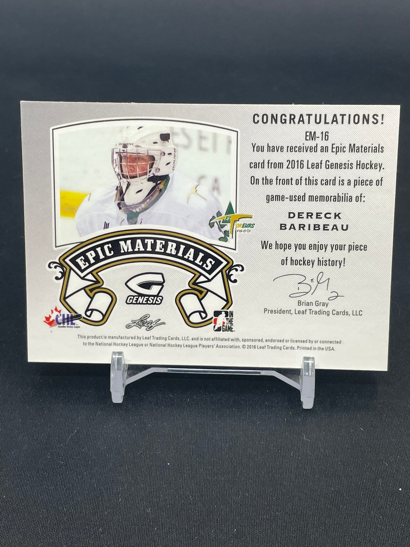 2016 LEAF GENESIS - EPIC MATERIALS - D. BARIBEAU - #EM-16 - #'D/50 - RELIC