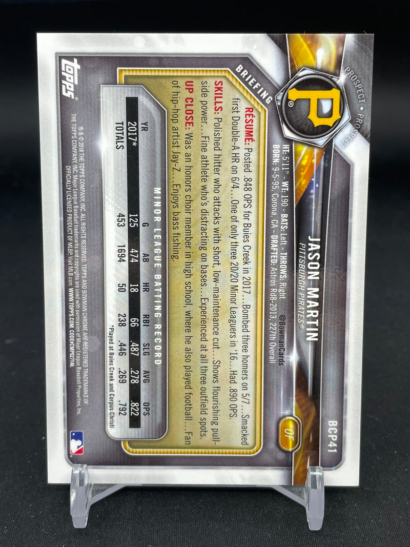 2018 TOPPS BOWMAN CHROME GOLD SHIMMER REFRACTOR - J. MARTIN - #BCP41 - #'D/50