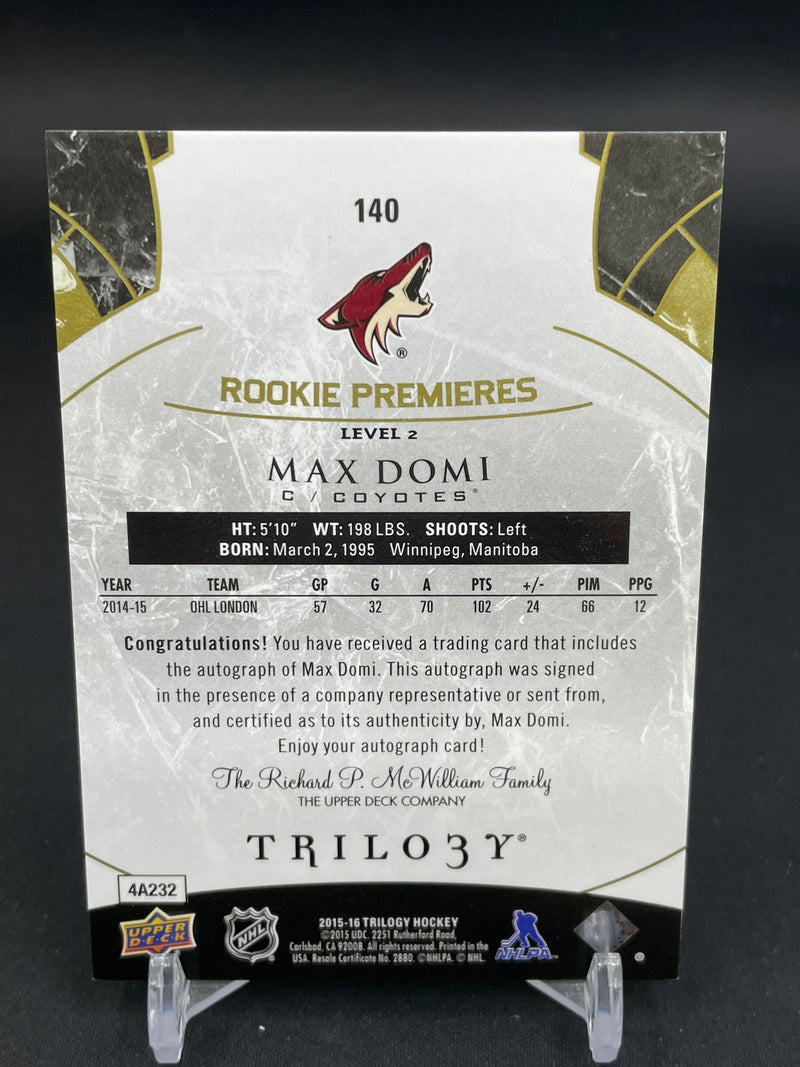 2015 UPPER DECK TRILOGY - ROOKIE PREMIERES - M. DOMI - #140 - #'D/499 - AUTOGRAPH - RC