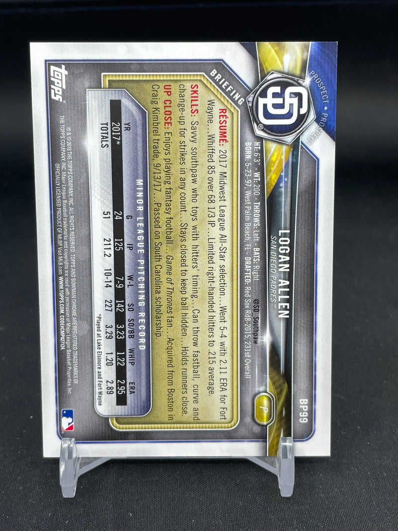 2018 TOPPS BOWMAN - ORANGE - L. ALLEN - #BP99 - #'D/25