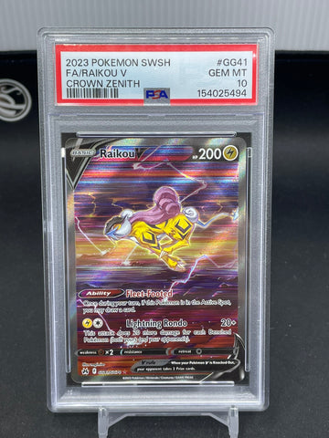 POKEMON - CROWN ZENITH - RAIKOU V - FULL ART - #GG41 - PSA 10