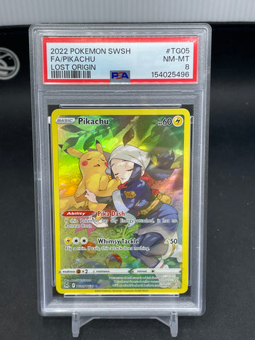 POKEMON - LOST ORIGIN - PIKACHU - FULL ART - #TG05 - PSA 8