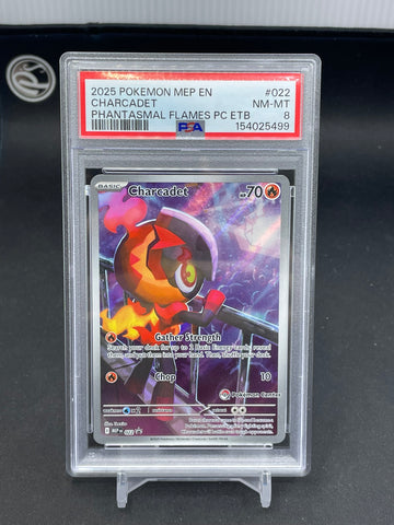 POKEMON - PHANTASMAL FLAMES PC - CHARCADET - FULL ART PROMO - #022 - PSA 8