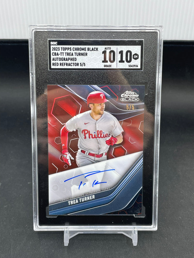 2023 TOPPS CHROME BLACK - RED REFRACTOR - T. TURNER - #CBA-TT - #'D/5 - SGC 10 AUTOGRAPH 10