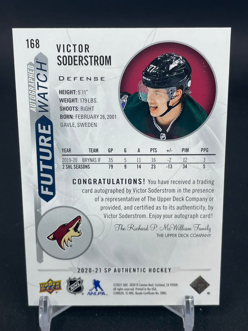 2020 UPPER DECK SP AUTHENTIC - FUTURE WATCH AUTO - V. SODERSTROM - #168 - #'D/999 - AUTOGRAPH - RC