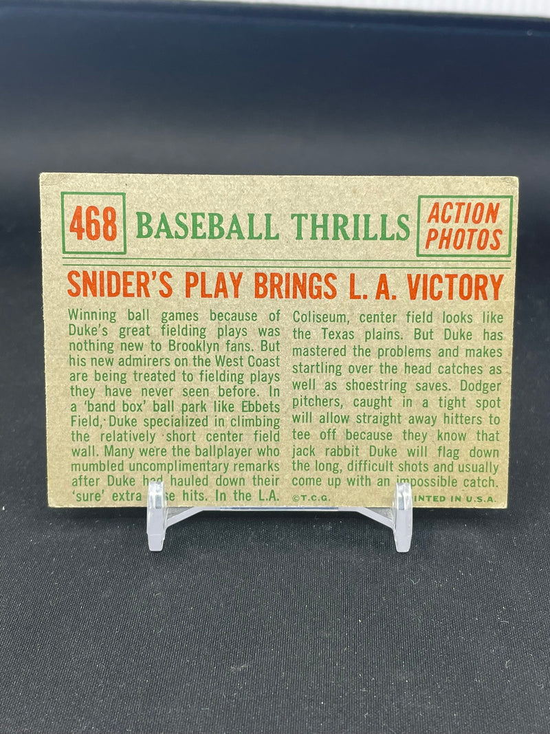 1959 TOPPS BASEBALL THRILLS - ACTION PHOTOS - D. SNIDER -