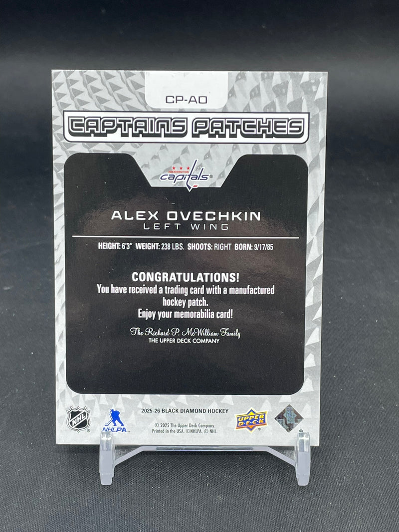 2025 UPPER DECK BLACK DIAMOND - CAPTAINS PATCHES - A. OVECHKIN - #CP-AO - #'D/99 - RELIC