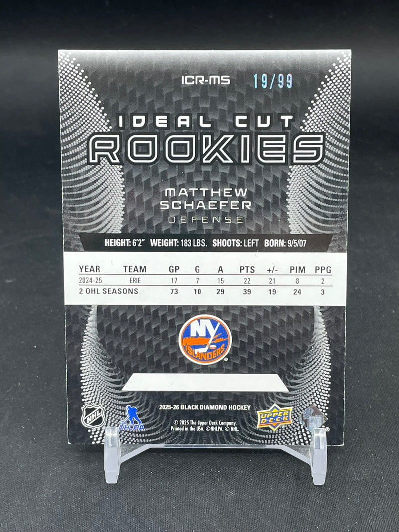 2025 UPPER DECK BLACK DIAMOND - IDEAL CUT ROOKIES - M. SCHAEFER - #ICR-MS - #'D/99 - RC