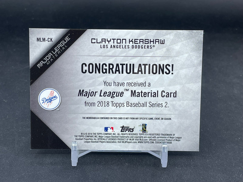 2018 TOPPS SERIES TWO - MAJOR LEAGUE MATERIAL - C. KERSHAW -