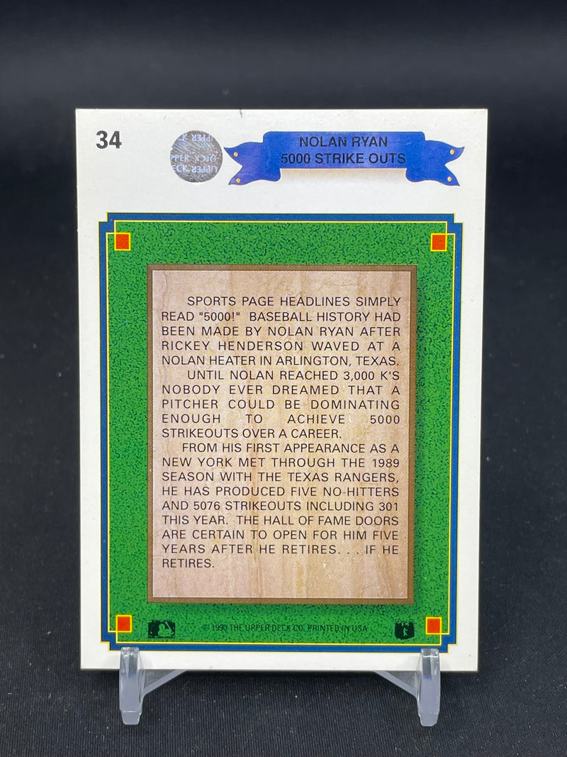 1990 UPPER DECK - 5000 STRIKEOUTS - N. RYAN -