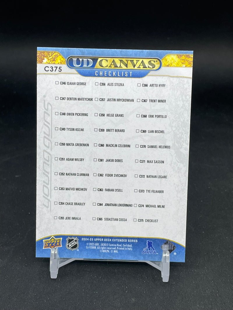 2024 UPPER DECK EXTENDED SERIES - UD CANVAS - YOUNG GUNS CHECKLIST - M. CELEBRINI / M. MICHKOV -