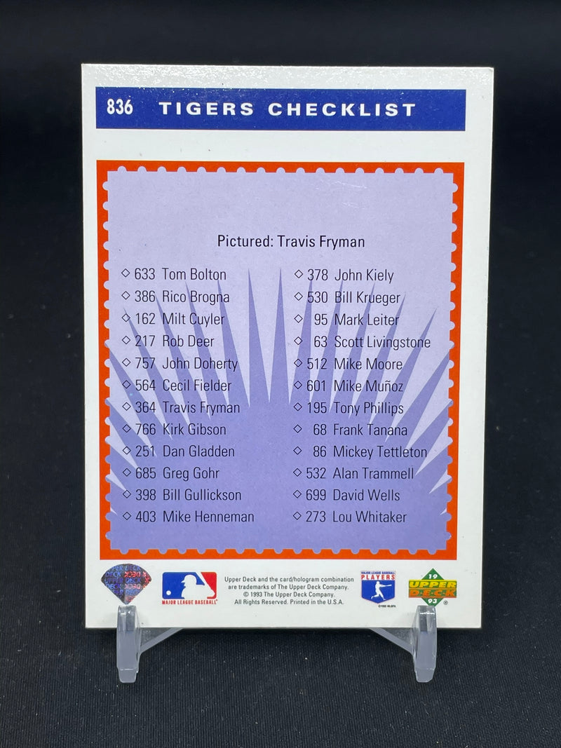 1993 UPPER DECK TIGERS CHECKLIST - T. FRYMAN -