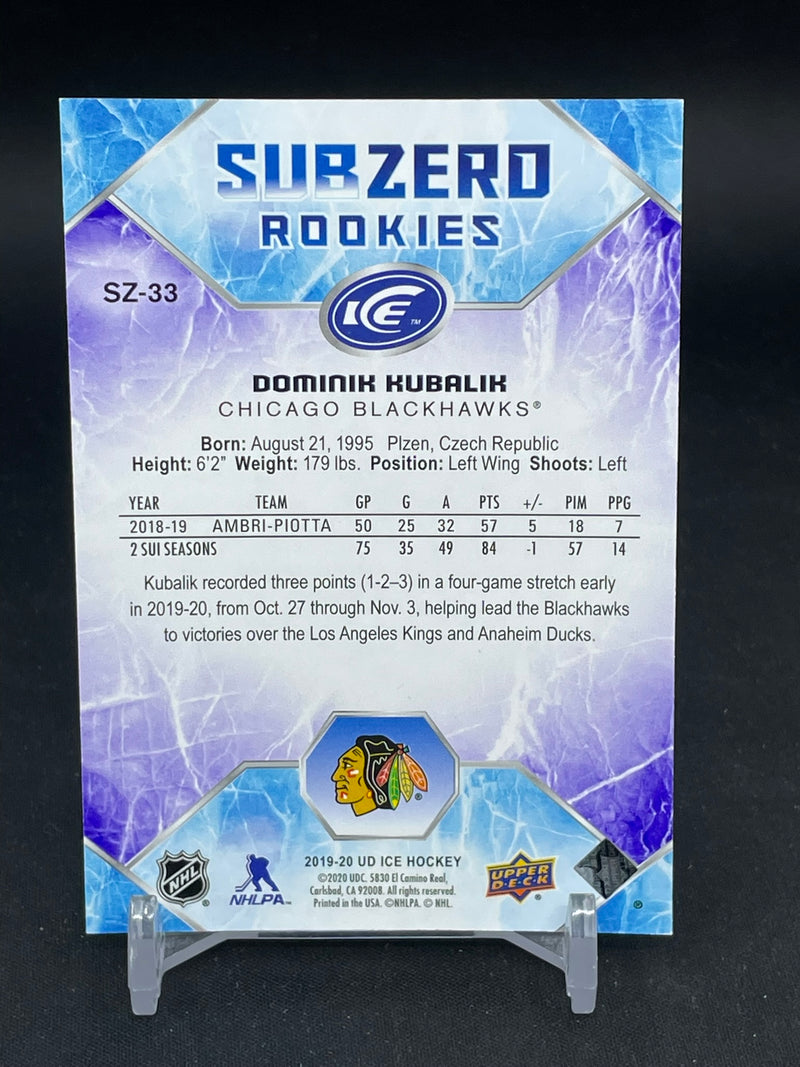 2019 UPPER DECK ICE - SUBZERO ROOKIES - D. KUBALIK - #SZ-33 - #'D/999 - RC