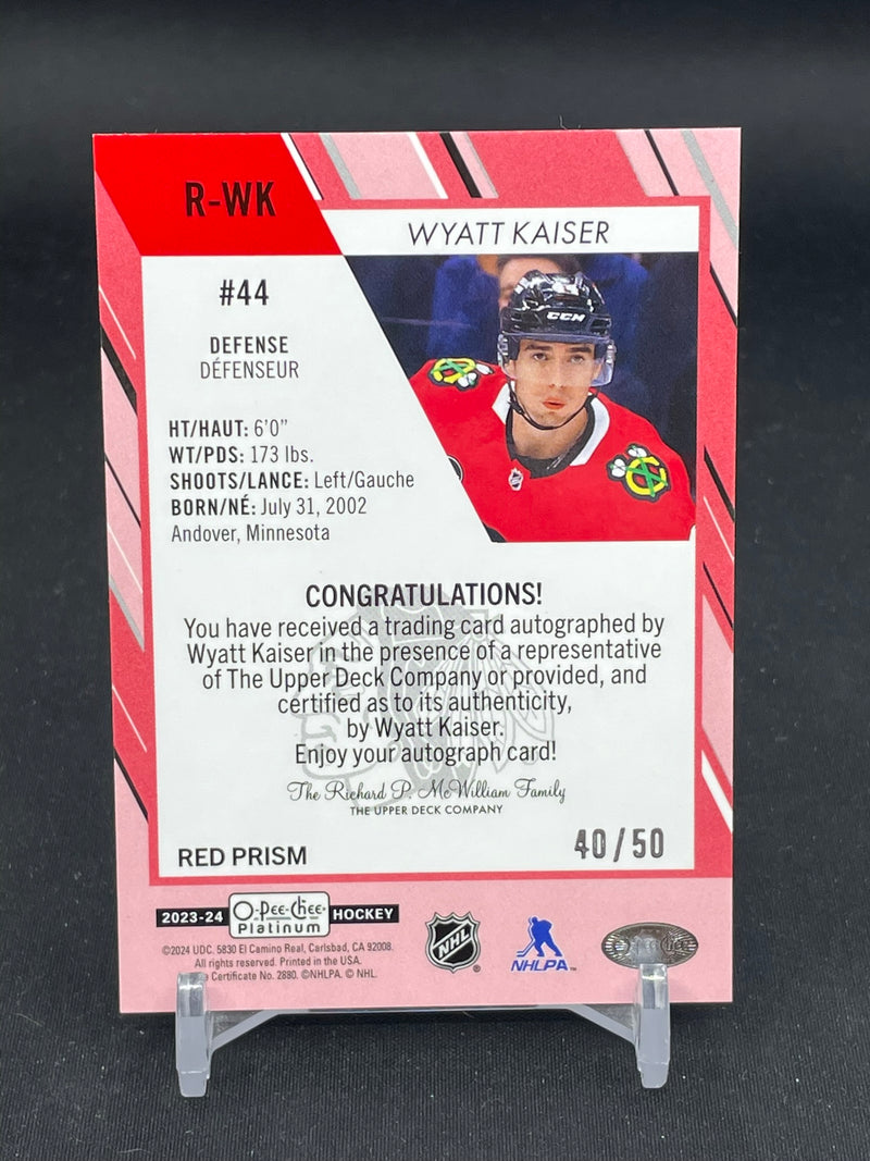 2023 UPPER DECK O-PEE-CHEE PLATINUM - RED PRISM - ROOKIE AUTOGRAPHS - W. KAISER - #R-WK - #'D/50 - AUTOGRAPH - RC