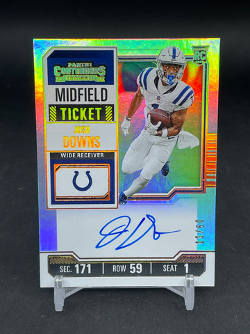 2023 PANINI CONTENDERS - MIDFIELD TICKET - J. DOWNS - #121 - #'D/50 - AUTOGRAPH - RC