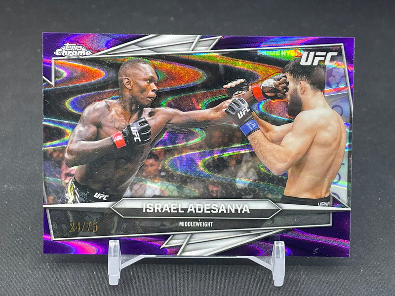 2026 TOPPS CHROME - PURPLE RAYWAVE REFRACTOR - I. ADESANYA - #197 - #'D/75