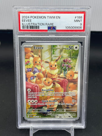 POKEMON - TWILIGHT MASQUERADE - EEVEE - ILLUSTRATION RARE - #188 - PSA 9