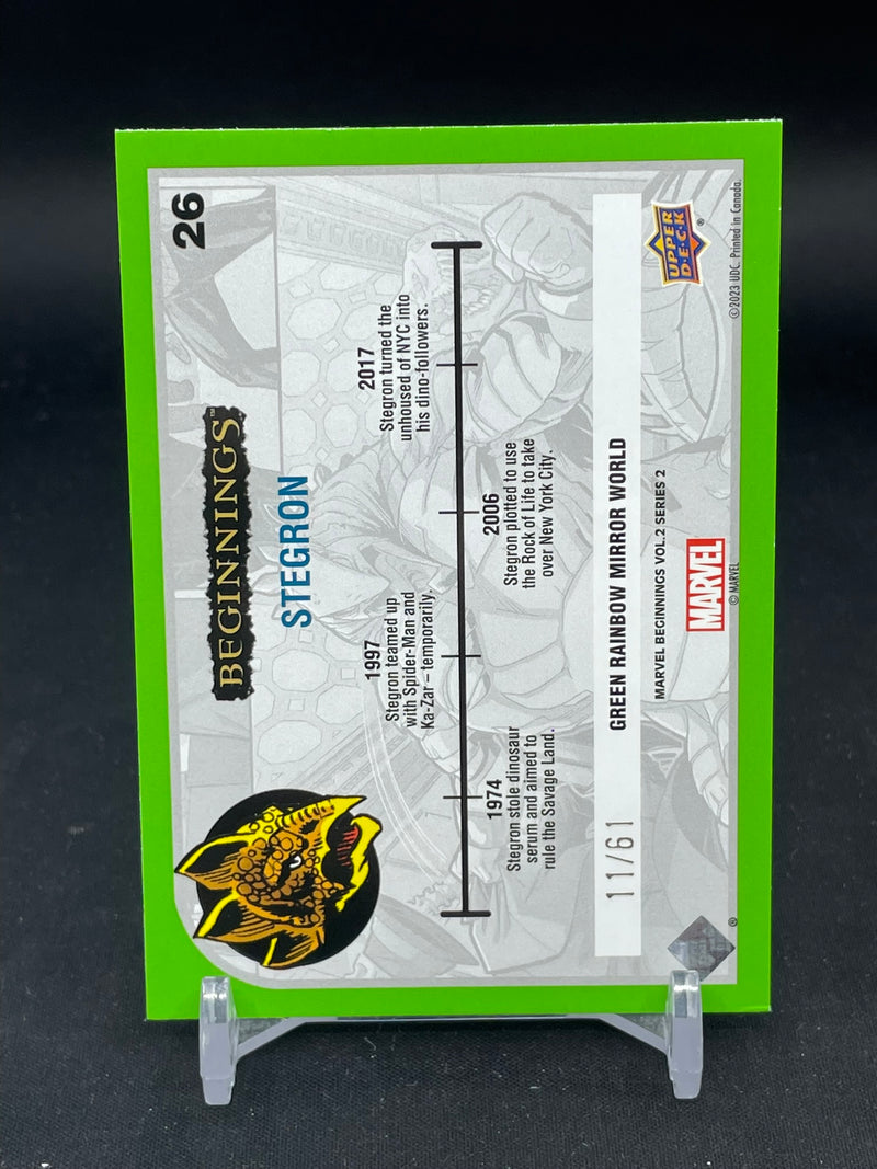 2023 UPPER DECK MARVEL NEW BEGINNINGS VOLUME 2 SERIES 2 - GREEN RAINBOW MIRROR WORLD - STEGRON - #26 - #'D/61