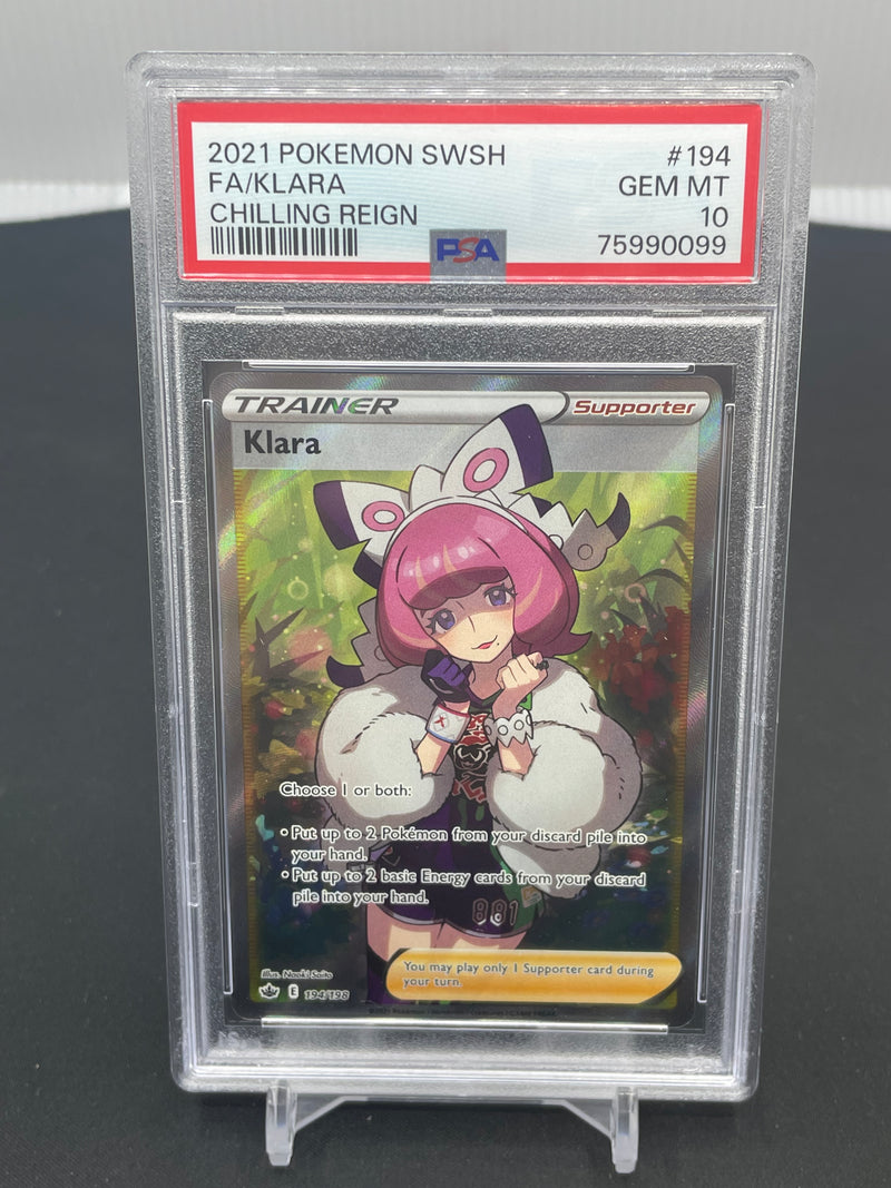 POKEMON - CHILLING REIGN - KLARA - FULL ART - #194 - PSA 10 POKEMON - CHILLING REIGN - KLARA - FULL ART - #194 - PSA 10