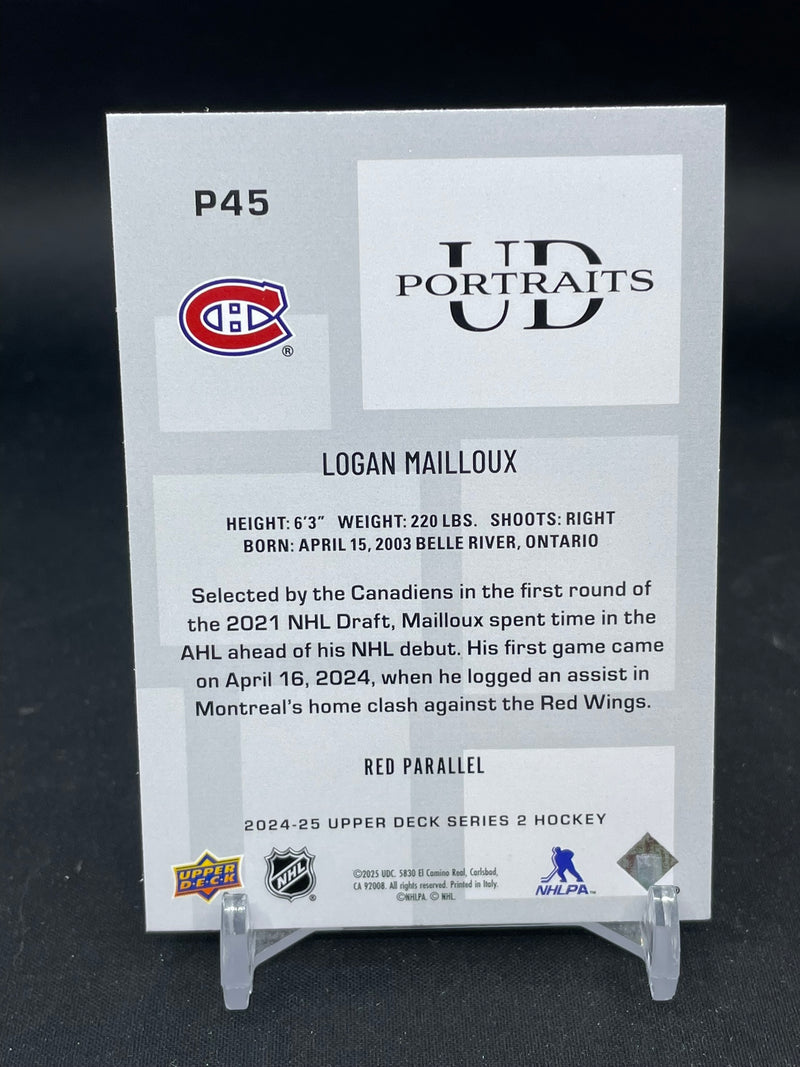 2024 UPPER DECK SERIES TWO - RED - UD PORTRAITS - L. MAILLOUX - #P45 - #'D/99