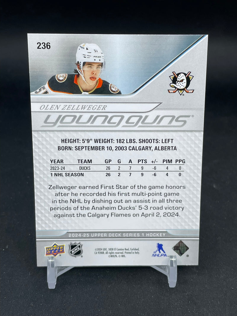 2024 UPPER DECK SERIES ONE - UD EXCLUSIVES - YOUNG GUNS - O. ZELLWEGER - #236 - #'D/100 - RC