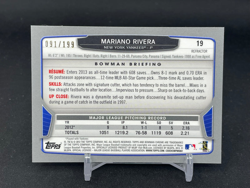 2013 TOPPS BOWMAN CHROME - PURPLE REFRACTOR - M. RIVERA - #19 - #'D/199