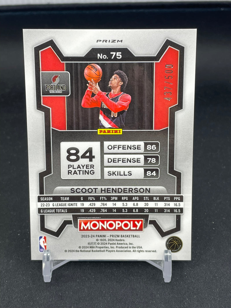 2023 PANINI PRIZM MONOPOLY - GOLD MILLIONAIRE SHIMMER - S. HENDERSON - #75 - #'D/500 - RC