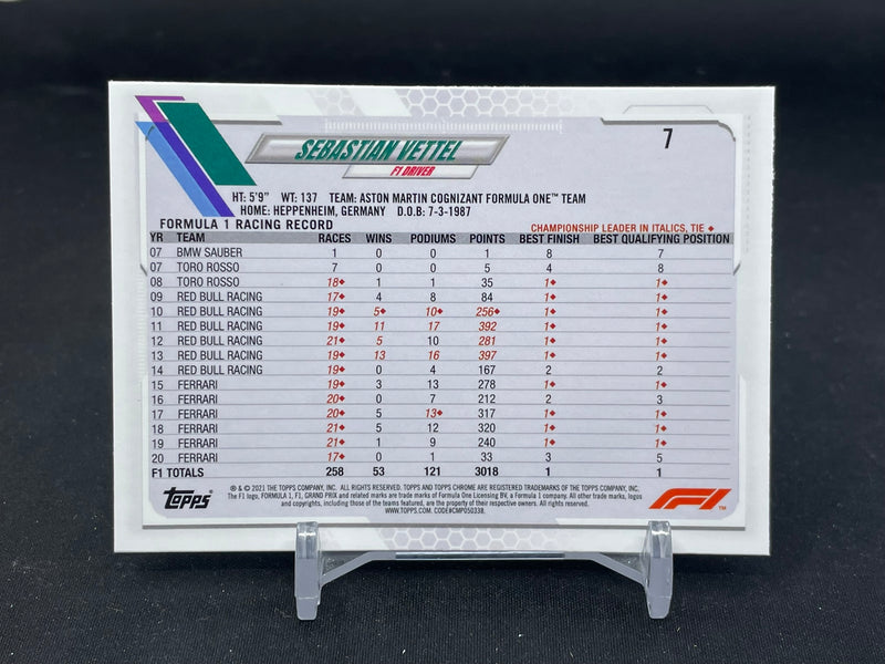 2021 TOPPS CHROME SAPPHIRE - CRACKED ICE - S. VETTEL -
