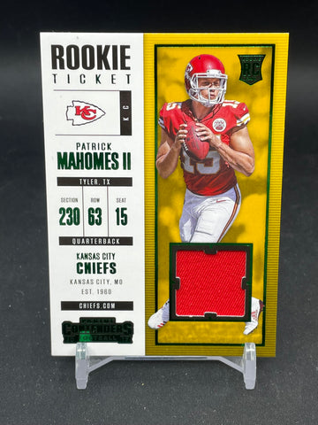 2017 PANINI CONTENDERS - GREEN - ROOKIE TICKET - P. MAHOMES II - #SW-3 - RELIC - RC