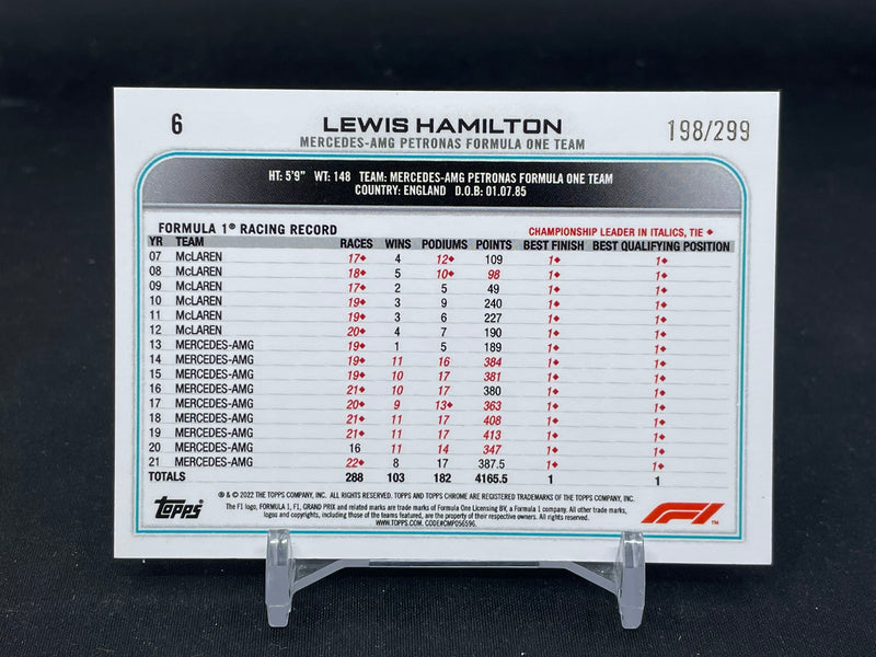 2022 TOPPS CHROME - MINI DIAMOND REFRACTOR - L. HAMILTON - #8 - #'D/299