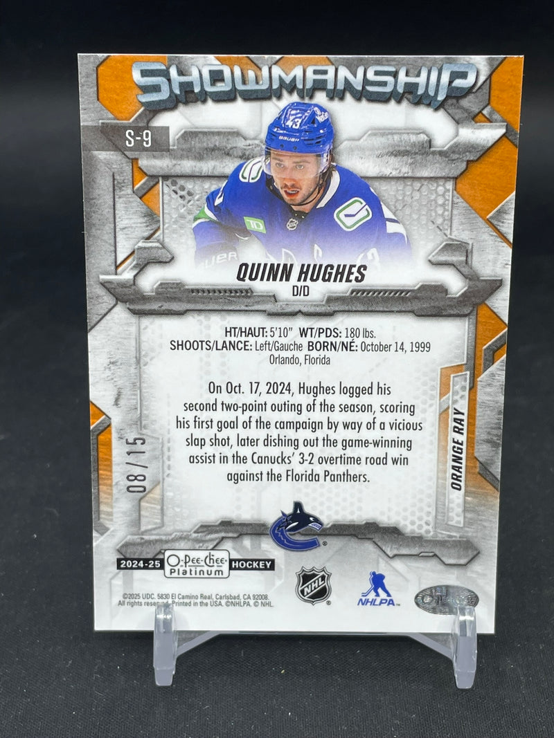 2024 UPPER DECK O-PEE-CHEE PLATINUM - SHOWMANSHIP - ORANGE RAY - Q. HUGHES - #S-9 - #'D/15