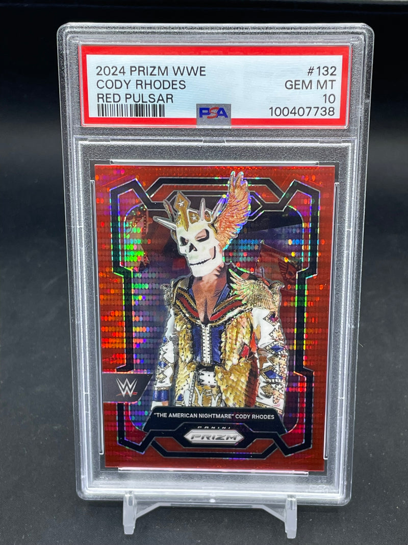2024 PANINI PRIZM WWE - RED PULSAR - CODY RHODES - #132 - #'D/399 - PSA 10