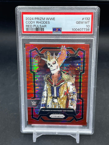 2024 PANINI PRIZM WWE - RED PULSAR - CODY RHODES - #132 - #'D/399 - PSA 10