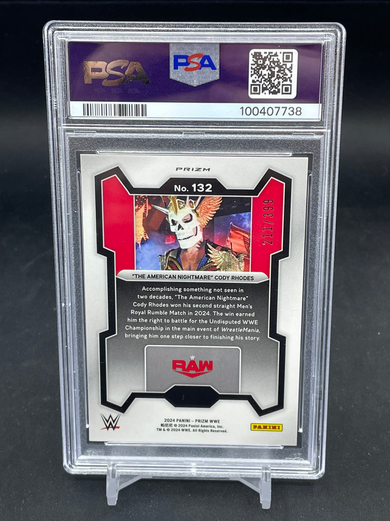 2024 PANINI PRIZM WWE - RED PULSAR - CODY RHODES - #132 - #'D/399 - PSA 10
