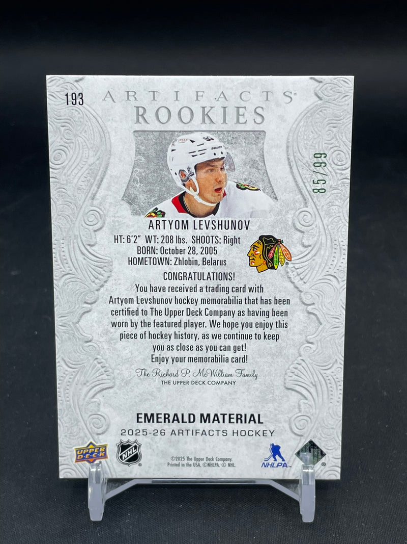 2025 UPPER DECK ARTIFACTS - EMERALD MATERIAL - A. LEVSHUNOV - #193 - #'D/99 - RUAL RELIC - RC