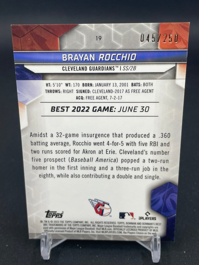 2023 TOPPS BOWMAN'S BEST - PURPLE REFRACTOR - B. ROCCHIO - #19 - #'D/250 - RC