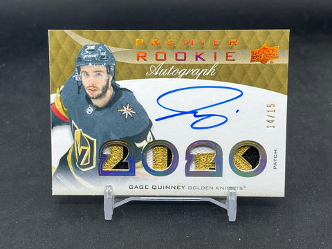 2020 UPPER DECK PREMIER - GOLD - ROOKIE AUTOGRAPH - G. QUINNEY - #PRA-GQ - #'D/15 - RELIC - AUTOGRAPH - RC